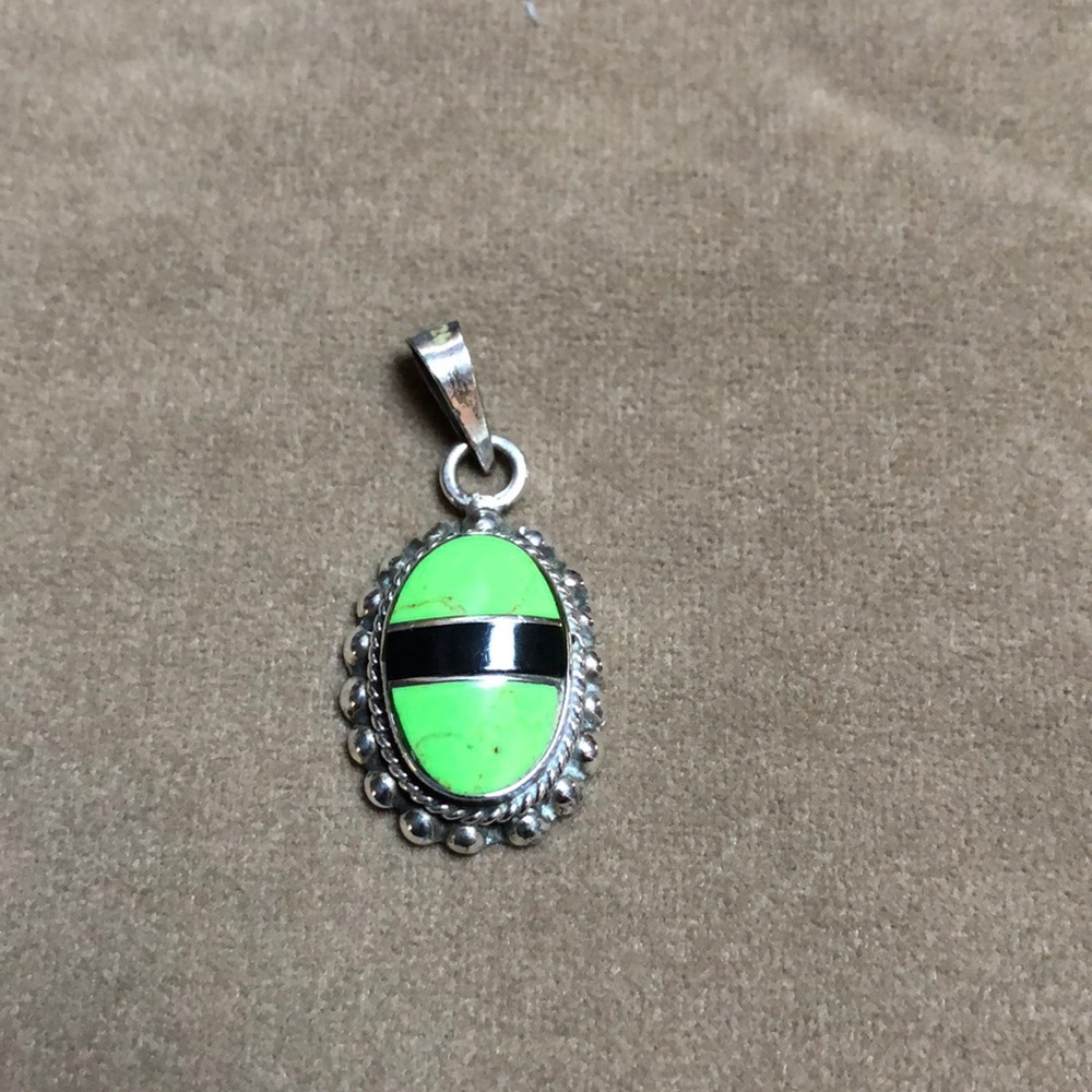 Sterling silver pendant with turquoise and onyx